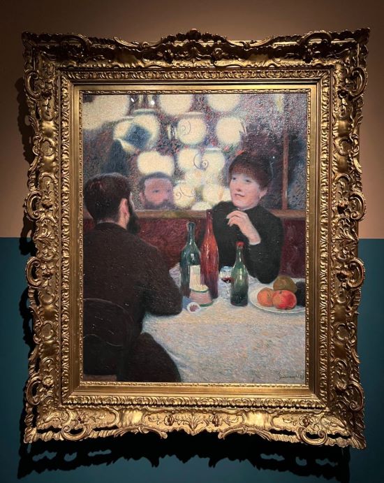 Zandomeneghi olio su tela ritrae lui stesso e una fanciulla nell'atto del dialogare al café de la Nouvelle Athènes